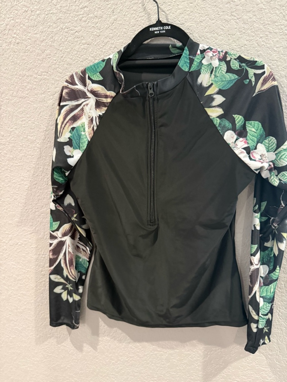 Long Sleeve Black Floral Rash Guard Swim Top and bottom - Women - Picture 5 of 8